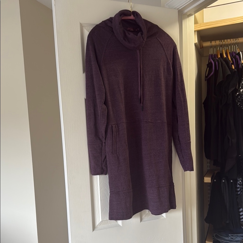 Prana Purple cowl neck dress with pockets